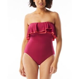 Contours by Coco Reef Swimsuit Womens 14/38D Deep Fuchsia Ruffle Shaping NWT